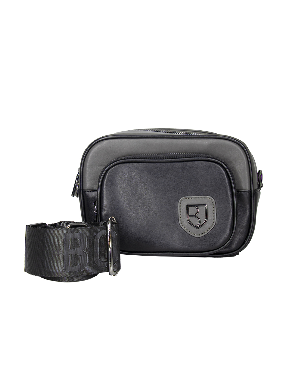 Foto 2 pulgar | Bandolera Crossbody Boroni Negro/gris  Con Correa Ajustable