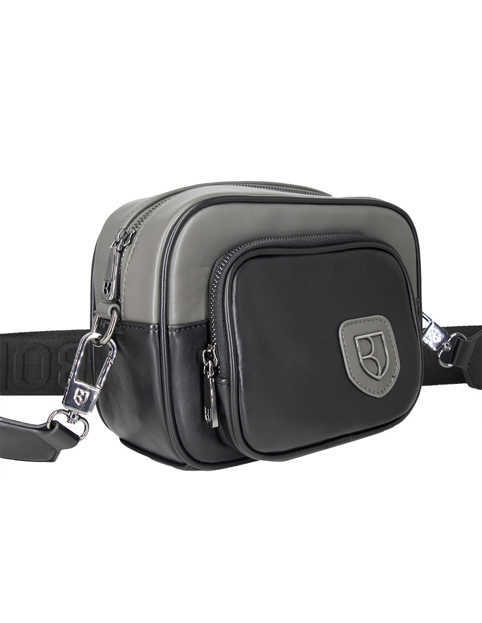 Foto 4 pulgar | Bandolera Crossbody Boroni Negro/gris  Con Correa Ajustable