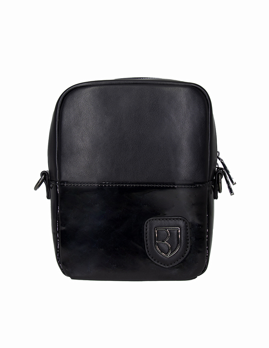 Foto 5 pulgar | Bandolera Crossbody Boroni Negro/charol Con Correa Ajustable.