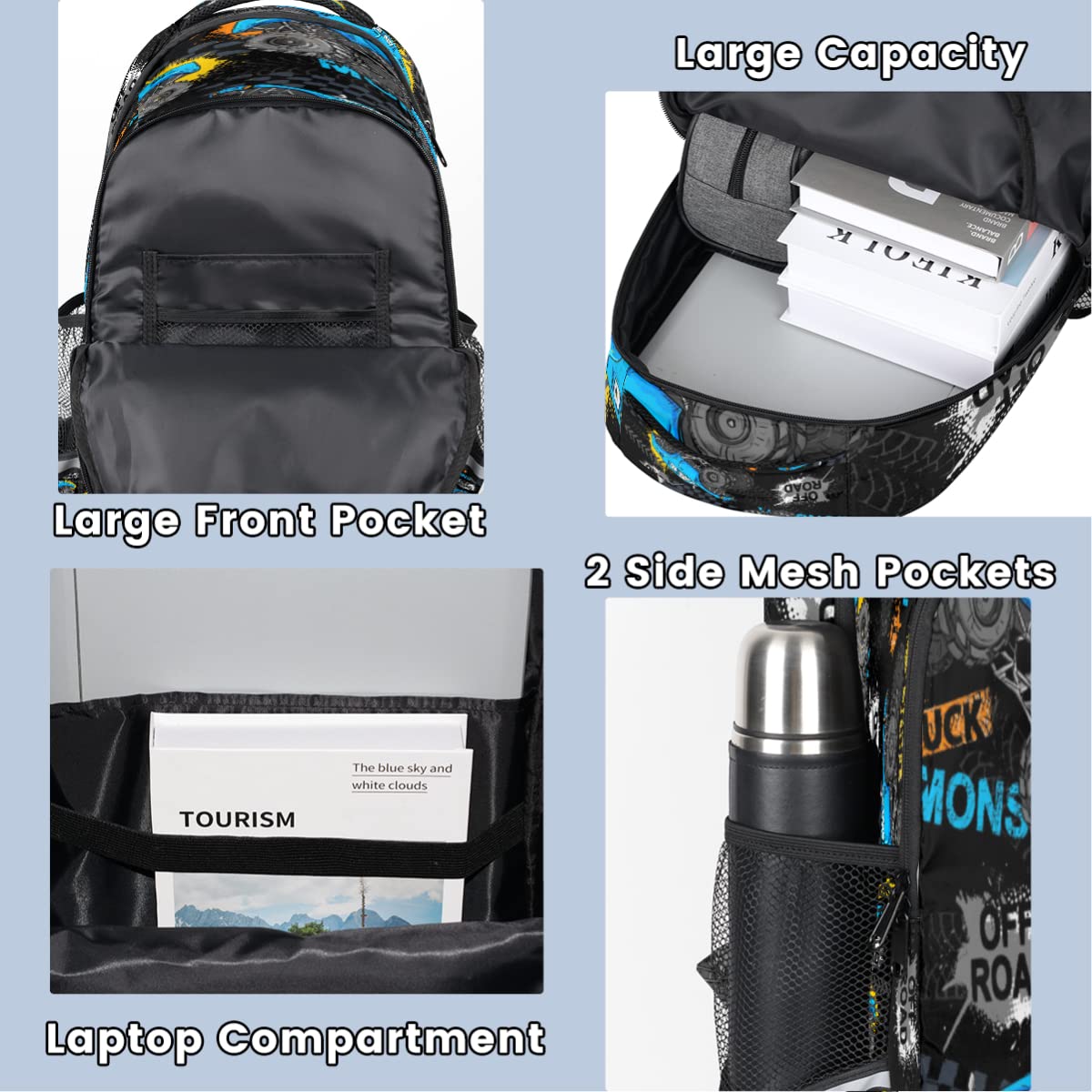 Foto 5 pulgar | Mochila Bardic Grunge Monster Truck Car Impermeable- Venta Internacional