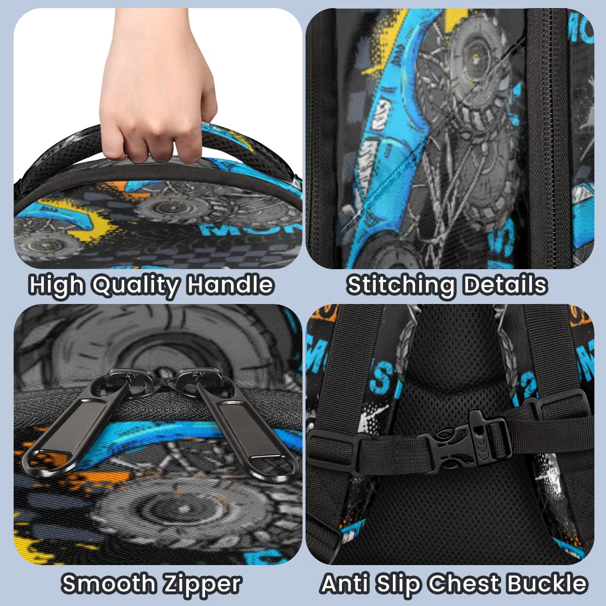 Foto 7 pulgar | Mochila Bardic Grunge Monster Truck Car Impermeable- Venta Internacional