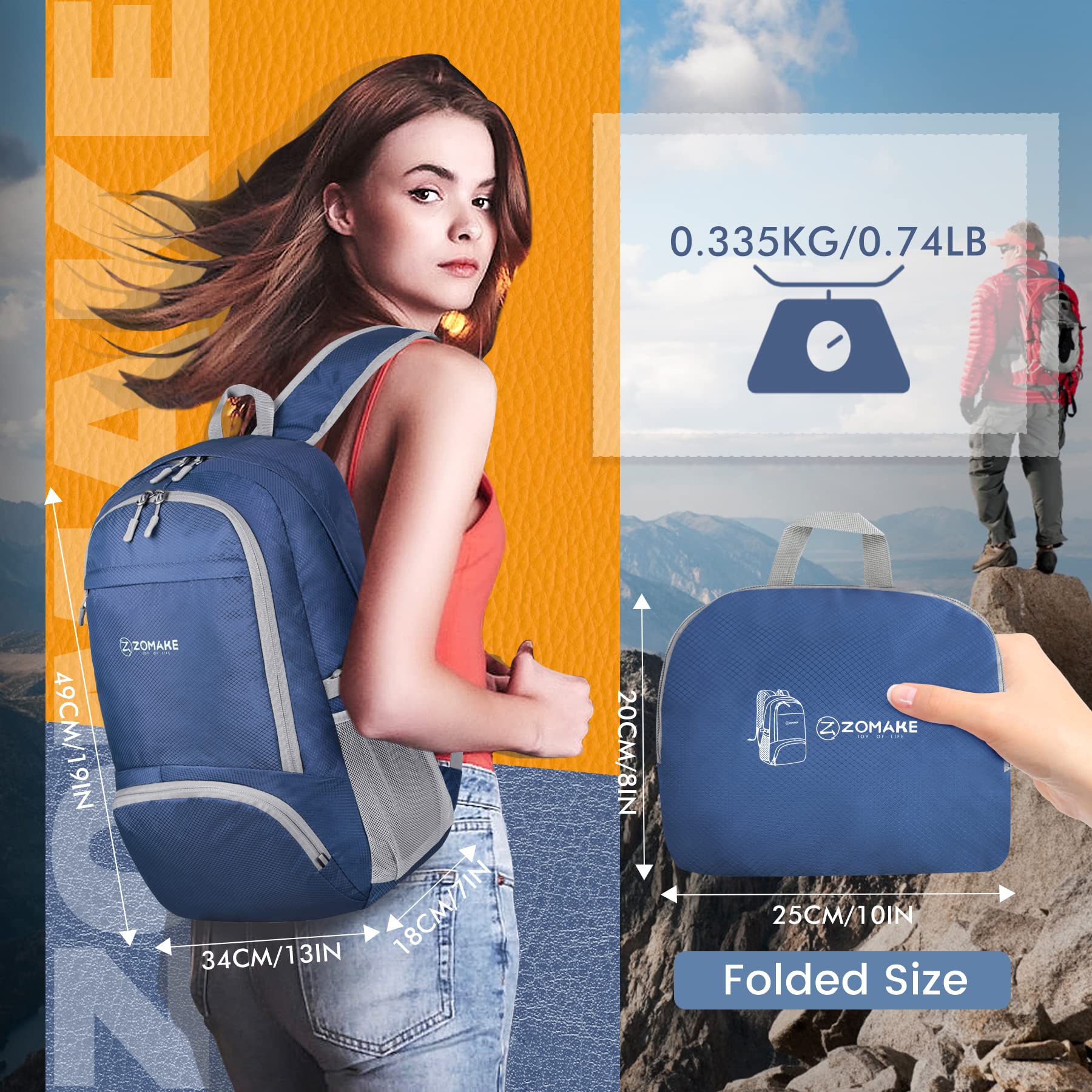 Foto 3 pulgar | Mochila Zomake Ligera Plegable 30 L Resistente Al Agua - Venta Internacional