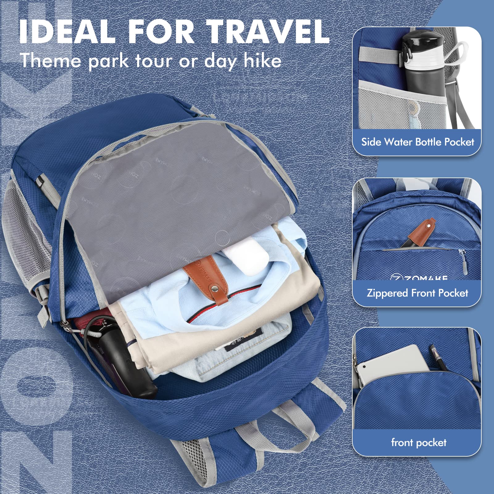Foto 5 pulgar | Mochila Zomake Ligera Plegable 30 L Resistente Al Agua - Venta Internacional