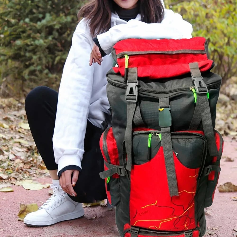 Foto 4 pulgar | Mochila Camping Outlet 70 L Impermeable Roja - Venta Internacional