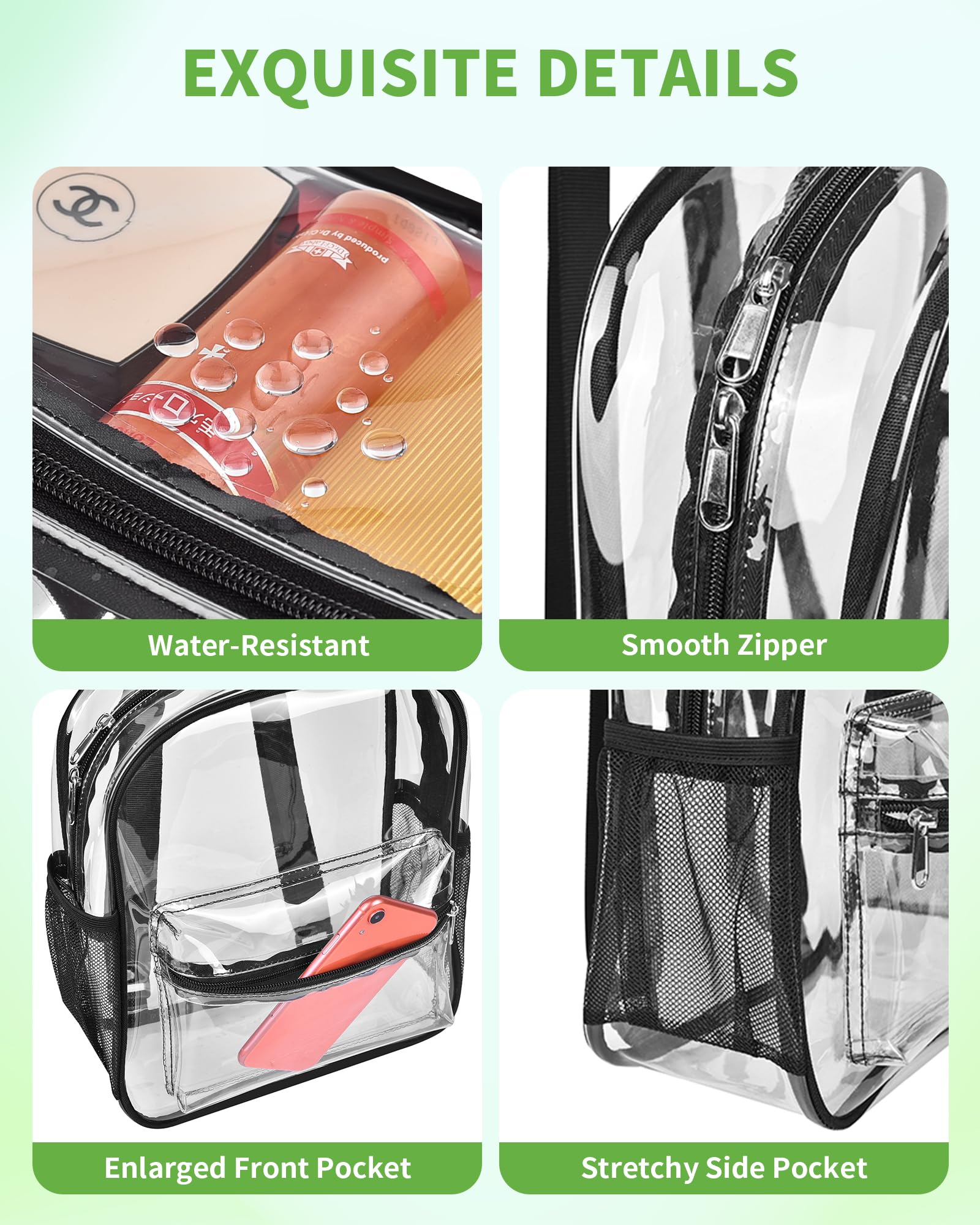 Foto 4 | Mochila Transparente May Tree de Pvc Negro - Venta Internacional