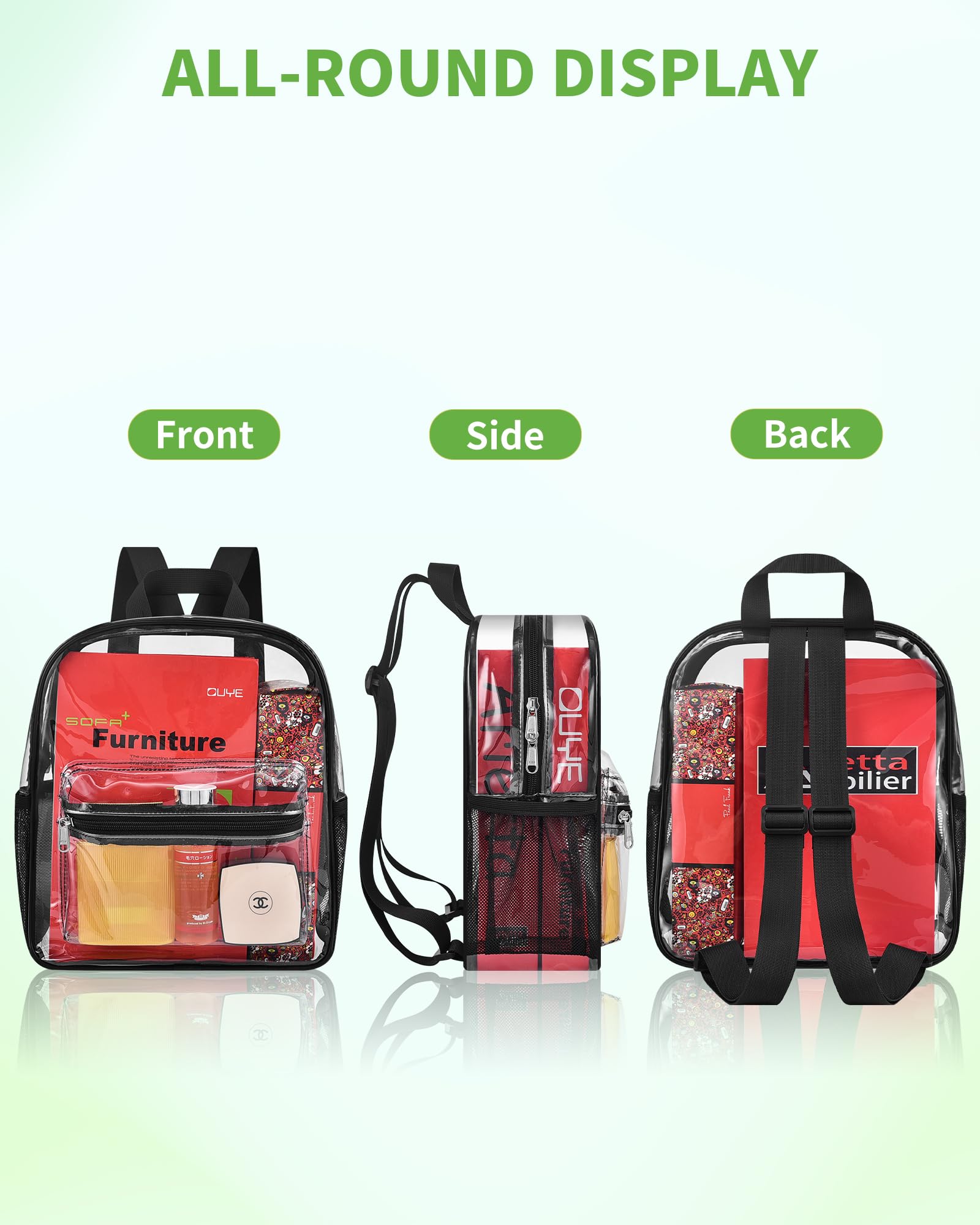 Foto 6 | Mochila Transparente May Tree de Pvc Negro - Venta Internacional