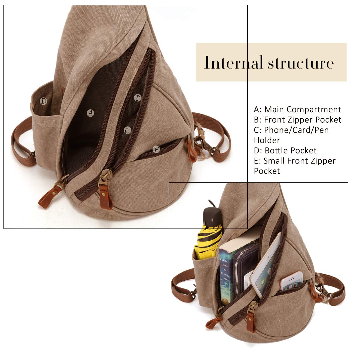 Foto 4 pulgar | Mochila Bandolera Pequeña de Lona Sling Bag - Venta Internacional