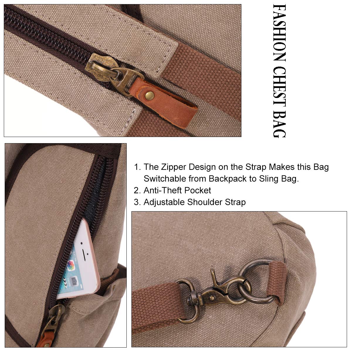 Foto 5 pulgar | Mochila Bandolera Pequeña de Lona Sling Bag - Venta Internacional