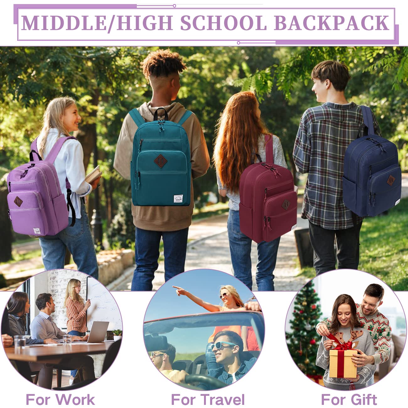 Foto 3 pulgar | Mochila Vaschy School Grande 21 l Morada Unisex - Venta Internacional