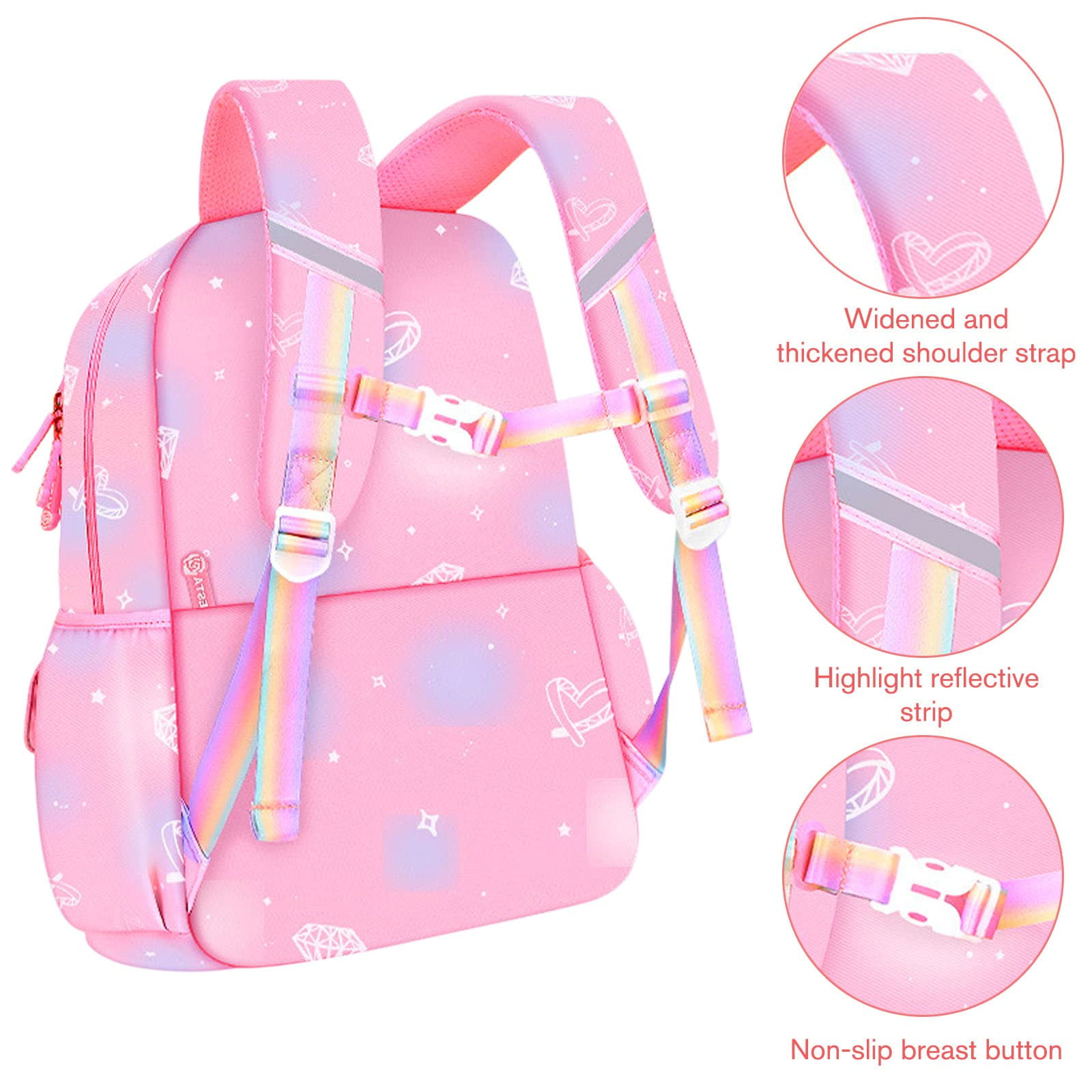 Foto 5 pulgar | Mochila Escolar Ficcug Rosa para Niña - Venta Internacional