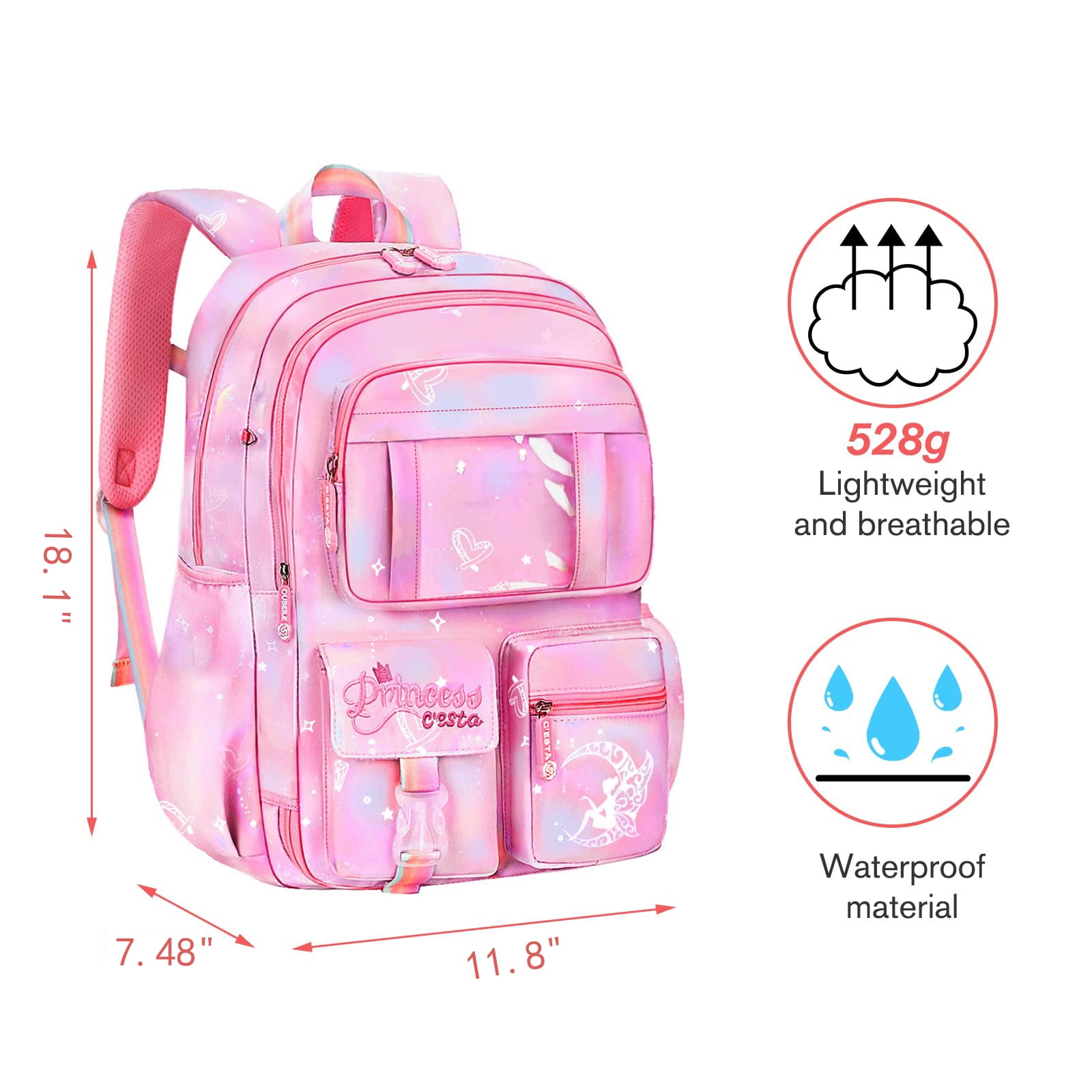 Foto 7 pulgar | Mochila Escolar Ficcug Rosa para Niña - Venta Internacional