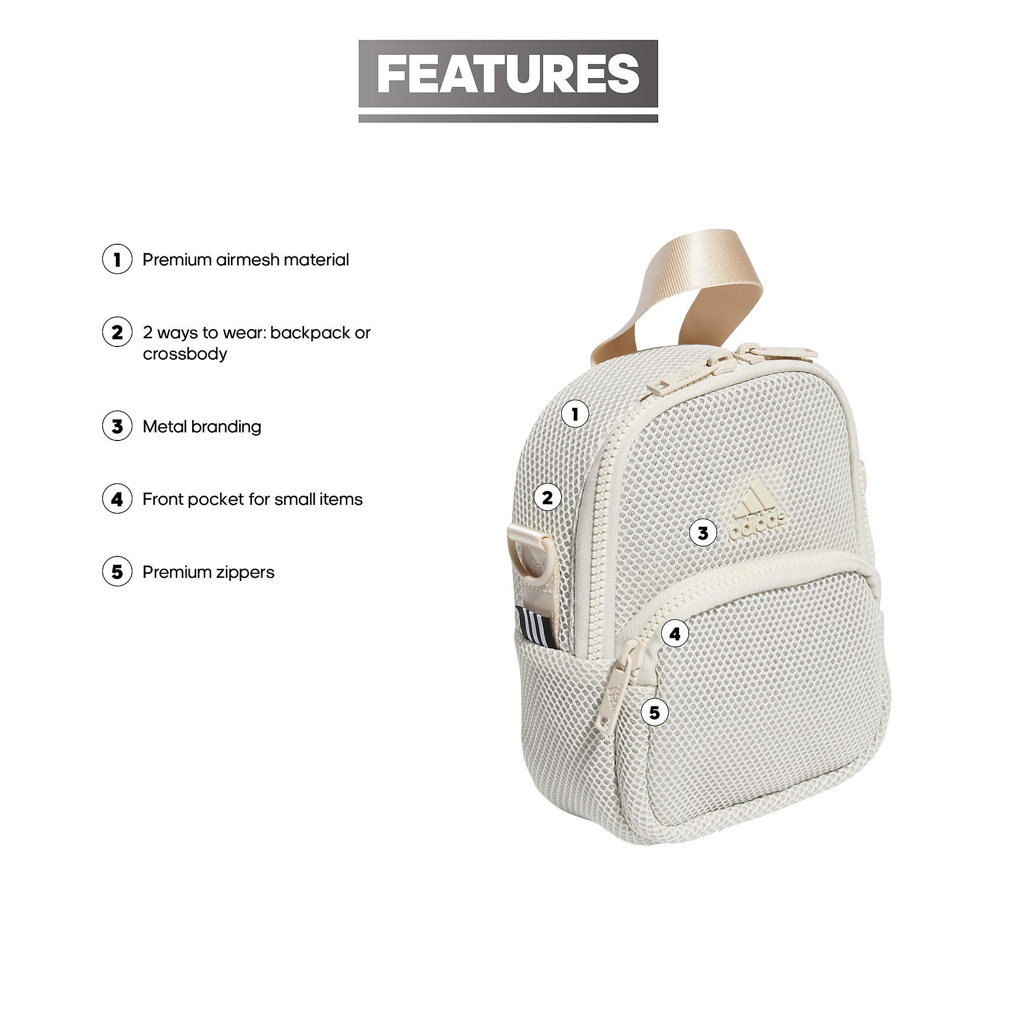 Foto 3 pulgar | Mochila Adidas Airmesh Mini Beige para Mujer - Venta Internacional