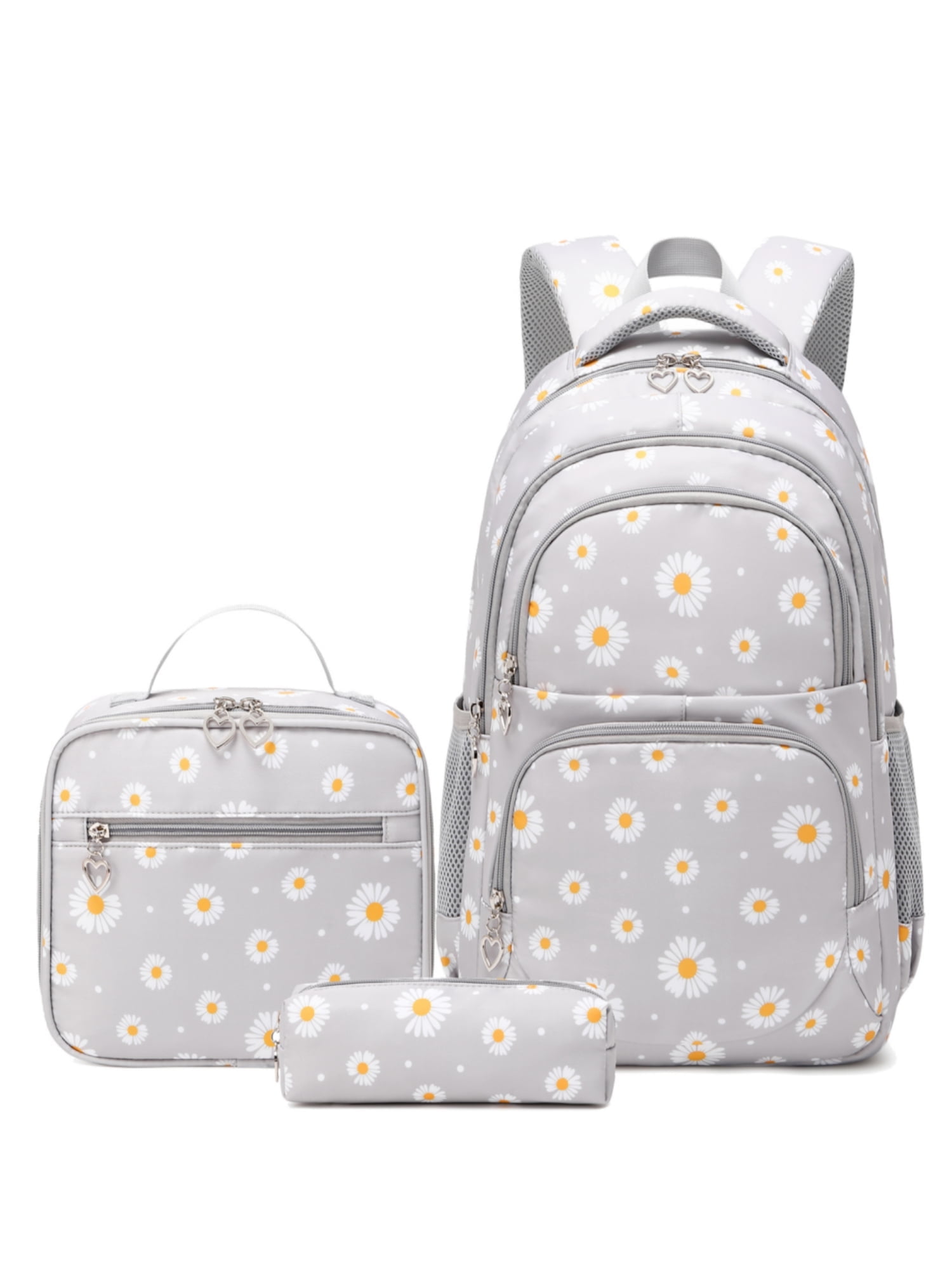 Foto 2 pulgar | Mochila Forestfish Grey Daisy con Lonchera y Bolígrafos para Niña - Venta Internacional