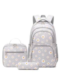 Foto 1 | Mochila Forestfish Grey Daisy con Lonchera y Bolígrafos para Niña - Venta Internacional