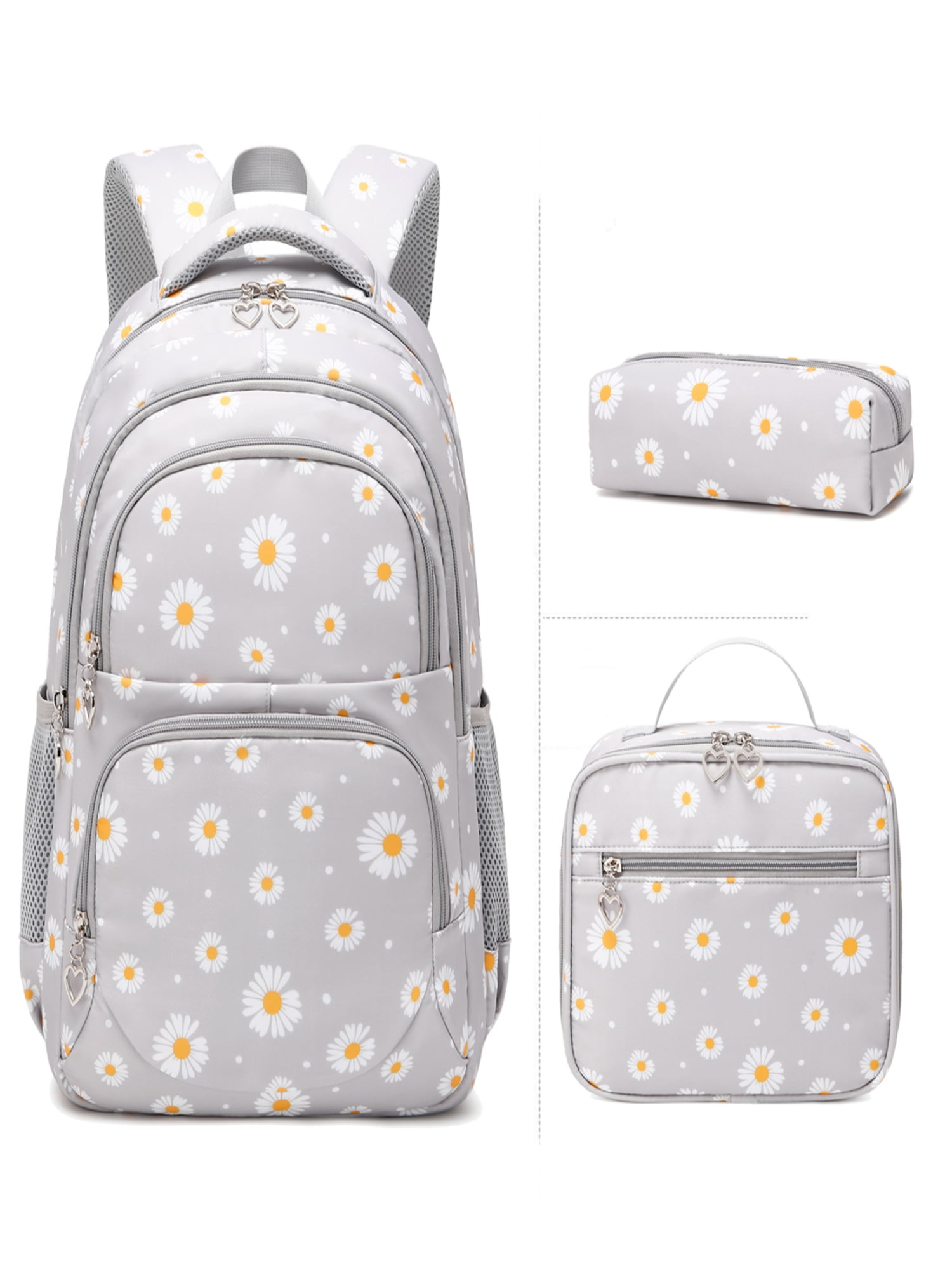 Foto 6 pulgar | Mochila Forestfish Grey Daisy con Lonchera y Bolígrafos para Niña - Venta Internacional