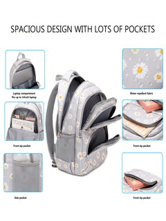 Foto 6 | Mochila Forestfish Grey Daisy con Lonchera y Bolígrafos para Niña - Venta Internacional