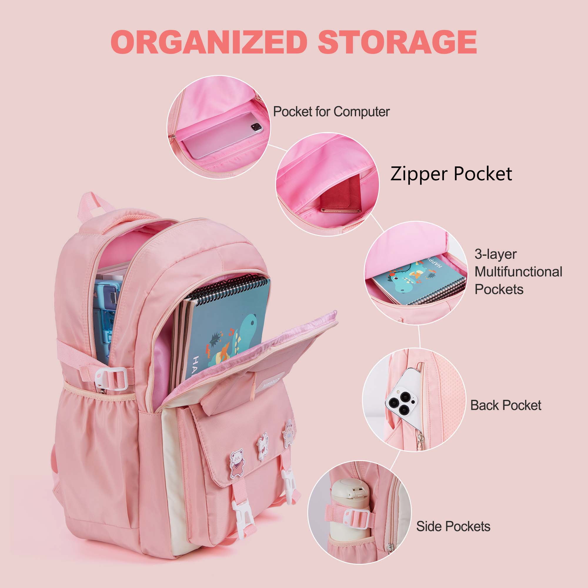 Foto 4 pulgar | Mochila Escolar Vbiger Impermeable de Nylon con Forma de Conejo para Niñas