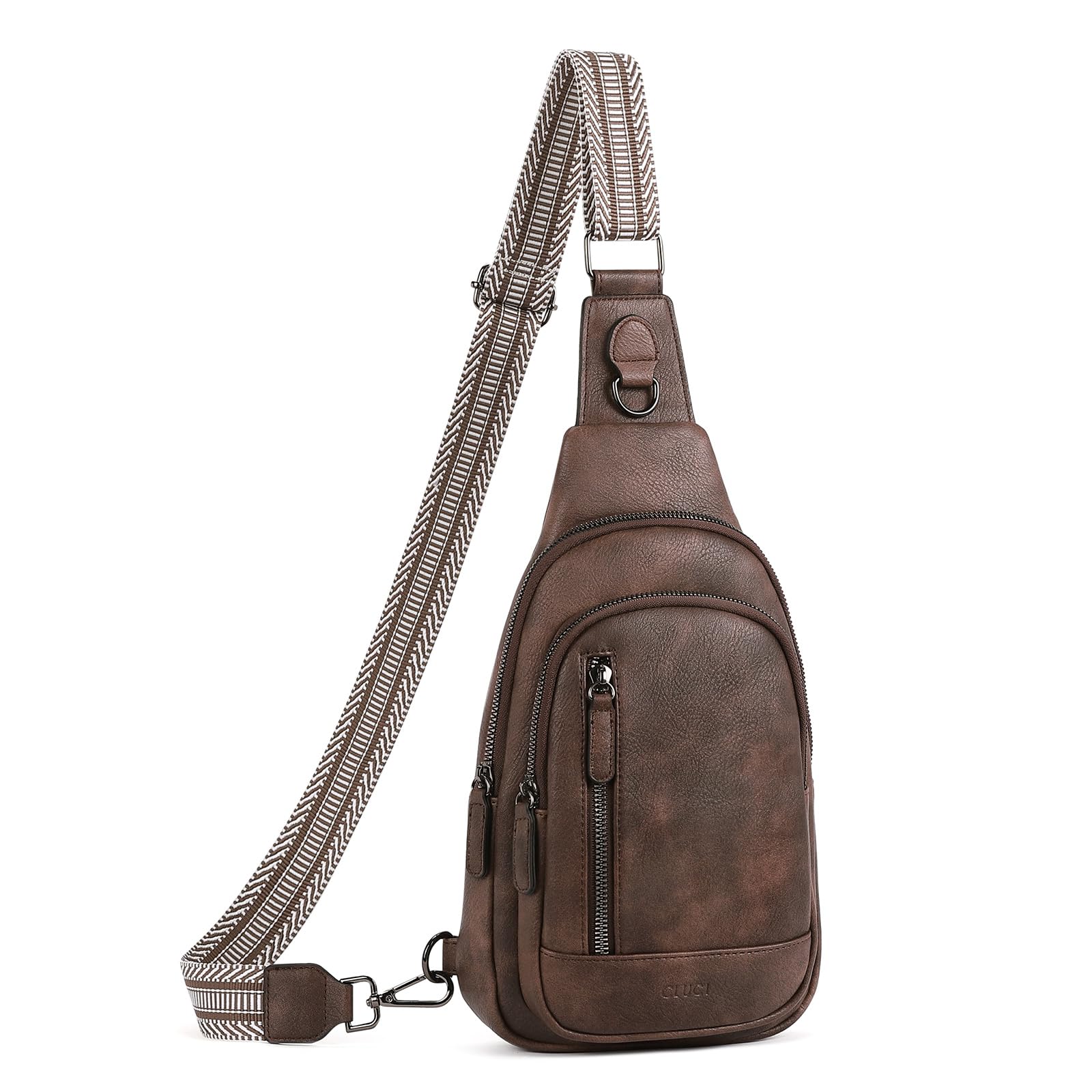 Bolso Bandolera Cluci Café de Piel Unisex - Venta Internacional