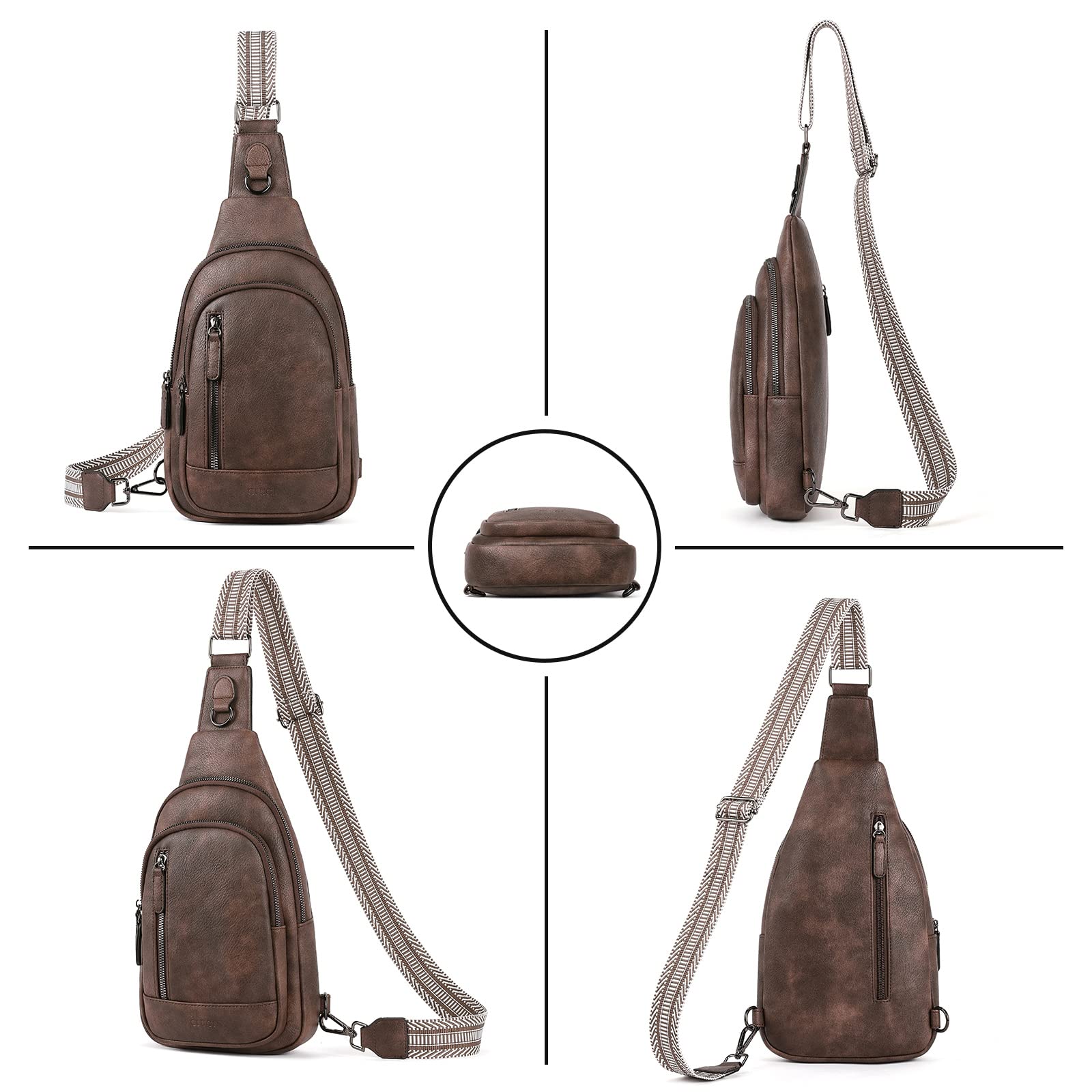 Foto 7 pulgar | Bolso Bandolera Cluci Café de Piel Unisex - Venta Internacional