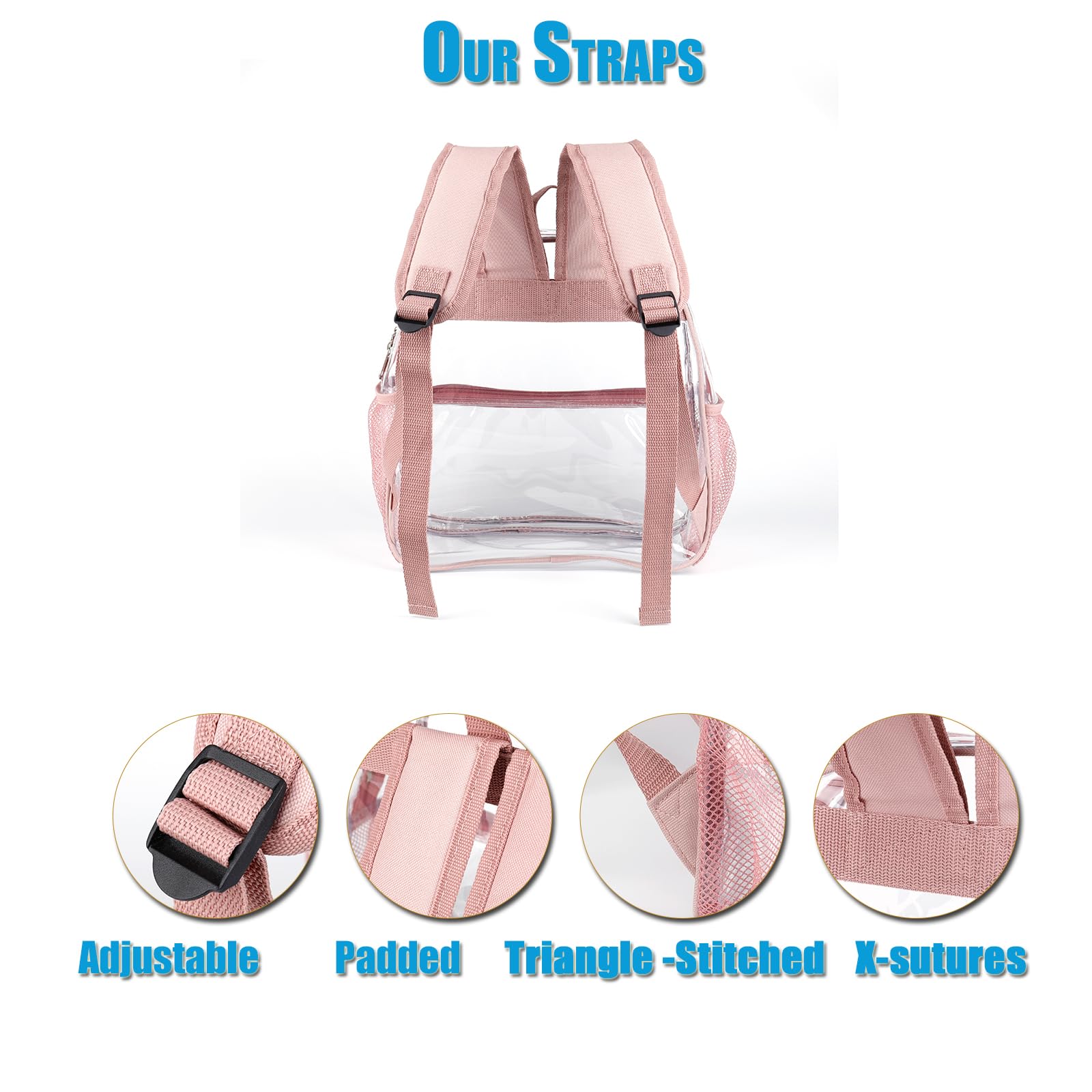 Foto 6 pulgar | Mochila Transparente Crosstime Rose Gold para Eventos - Venta Internacional