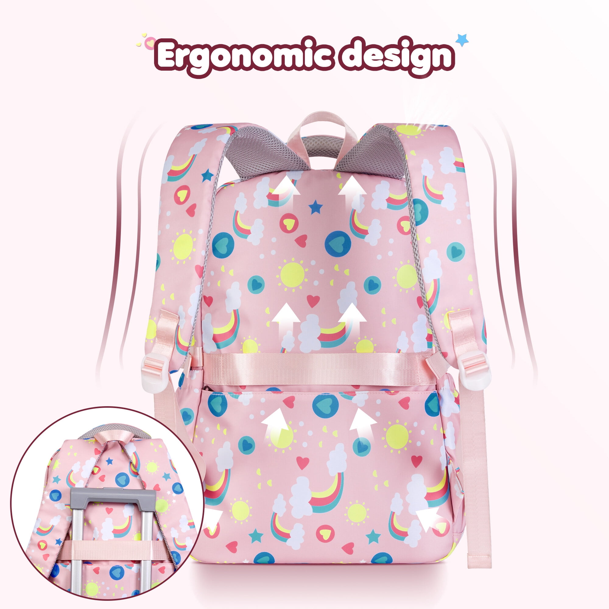 Foto 4 pulgar | Mochila Vbiger Kids Cute Rosa con Bolsa de Almuerzo y Lapicera - Venta Internacional