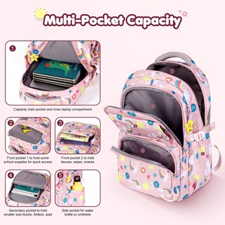 Foto 6 | Mochila Vbiger Kids Cute Rosa con Bolsa de Almuerzo y Lapicera - Venta Internacional