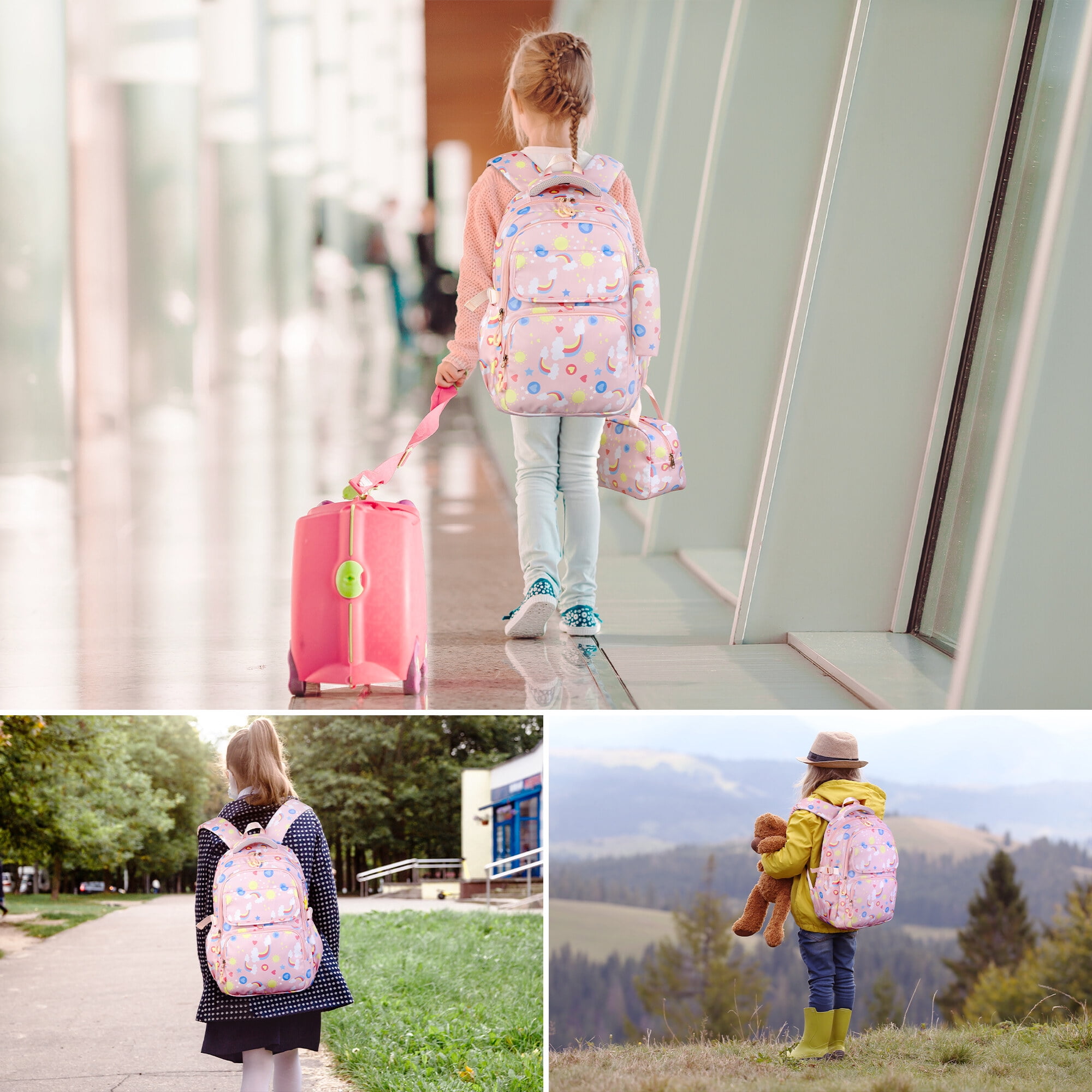 Foto 8 pulgar | Mochila Vbiger Kids Cute Rosa con Bolsa de Almuerzo y Lapicera - Venta Internacional