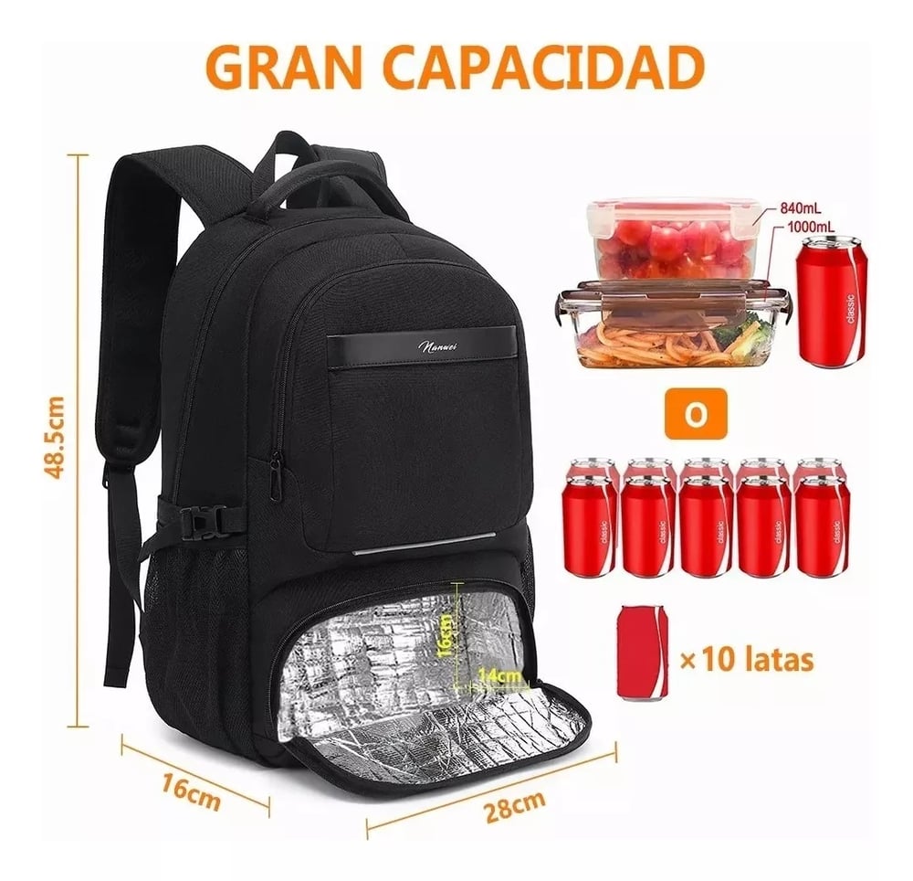 Foto 2 | Mochila Negra para Portátil Antirrobo Impermeable - Venta Internacional