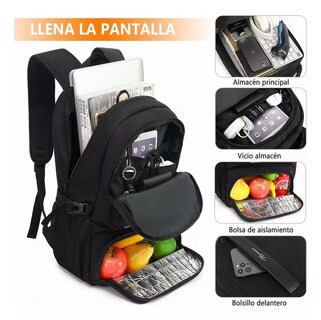 Foto 3 | Mochila Negra para Portátil Antirrobo Impermeable - Venta Internacional