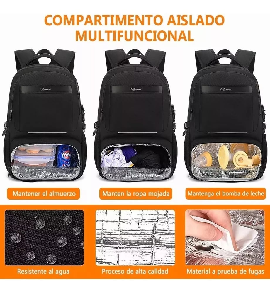 Foto 4 | Mochila Negra para Portátil Antirrobo Impermeable - Venta Internacional