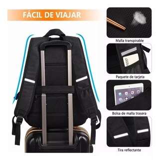 Foto 5 | Mochila Negra para Portátil Antirrobo Impermeable - Venta Internacional