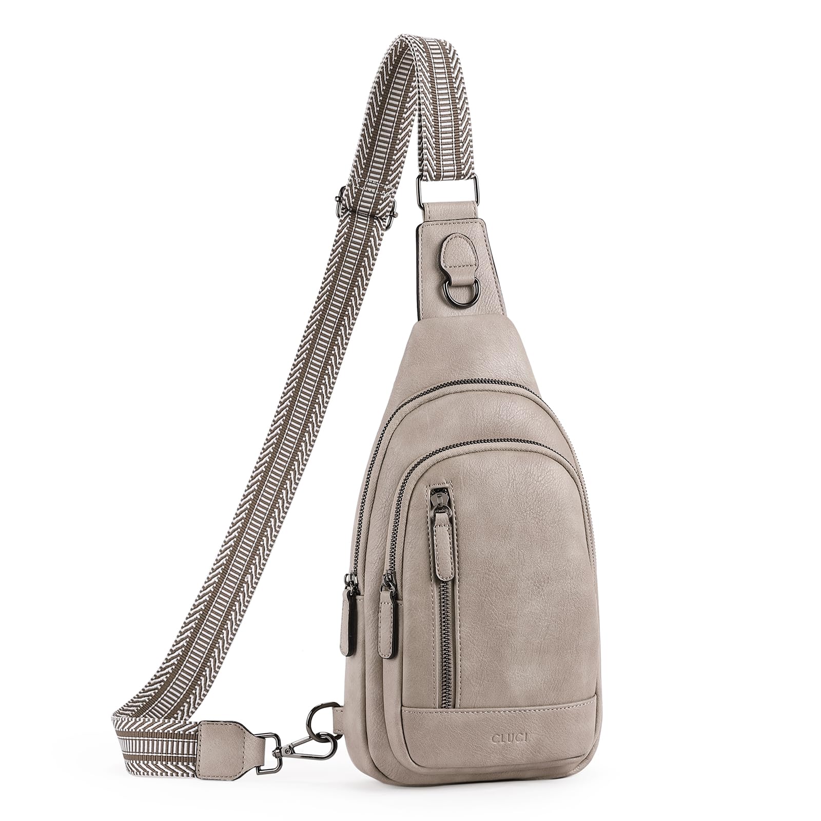 Foto 2 pulgar | Bolso Bandolera Cluci de Piel Gris para Mujer - Venta Internacional