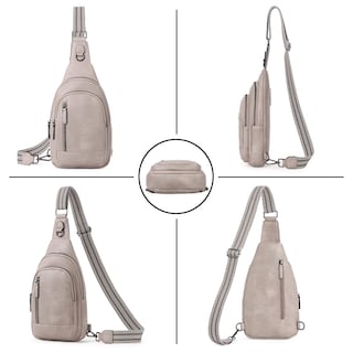 Foto 6 | Bolso Bandolera Cluci de Piel Gris para Mujer - Venta Internacional