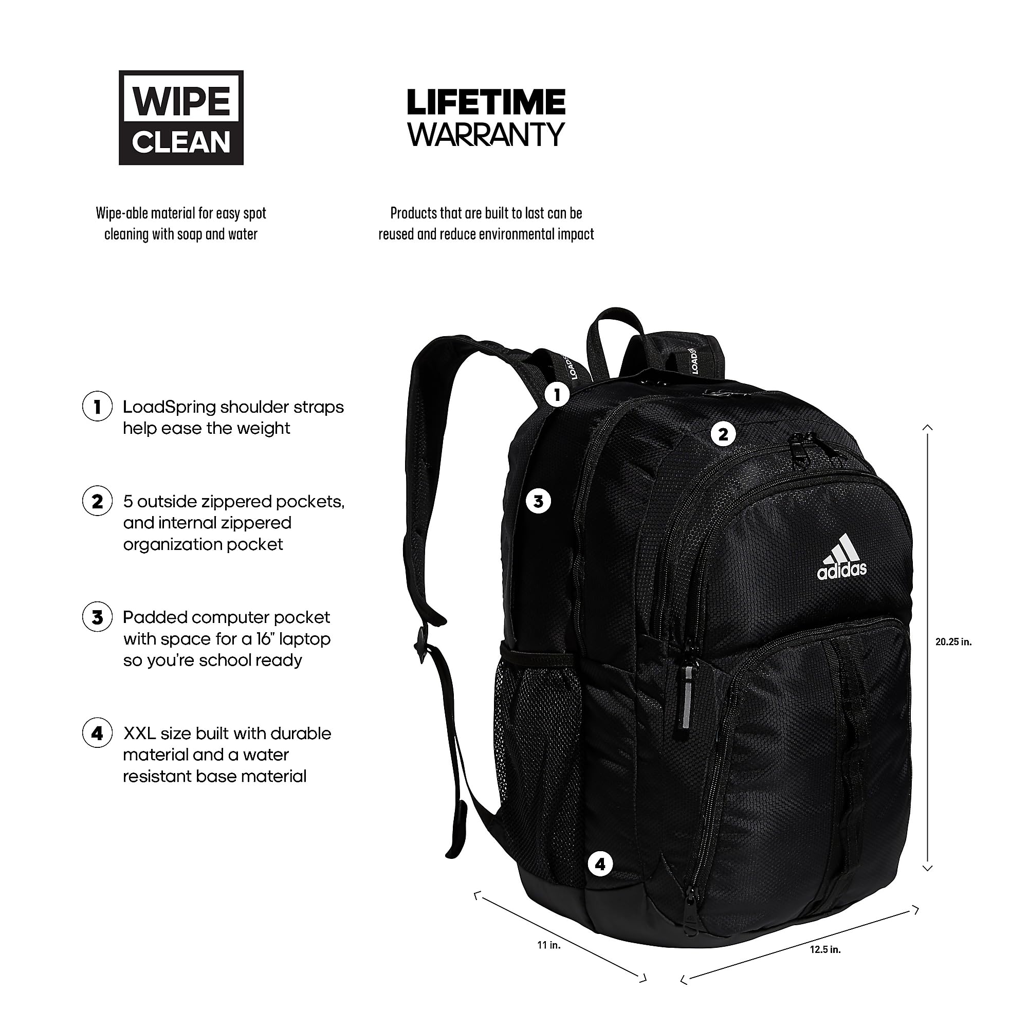 Foto 3 pulgar | Mochila Adidas Prime 6 Unisex Negra - Venta Internacional