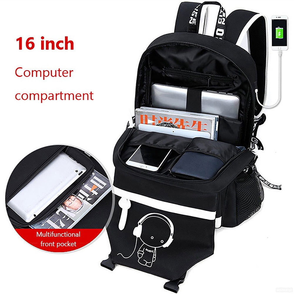 Foto 3 pulgar | Mochila Escolar Ficcug Luminous con Puerto USB para Portátil - Venta Internacional