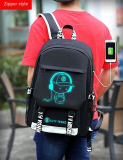 Foto 3 | Mochila Escolar Ficcug Luminous con Puerto USB para Portátil - Venta Internacional