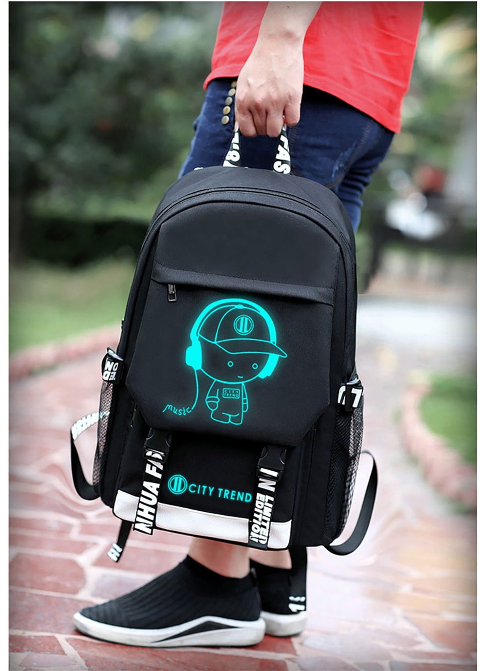 Foto 5 pulgar | Mochila Escolar Ficcug Luminous con Puerto USB para Portátil - Venta Internacional