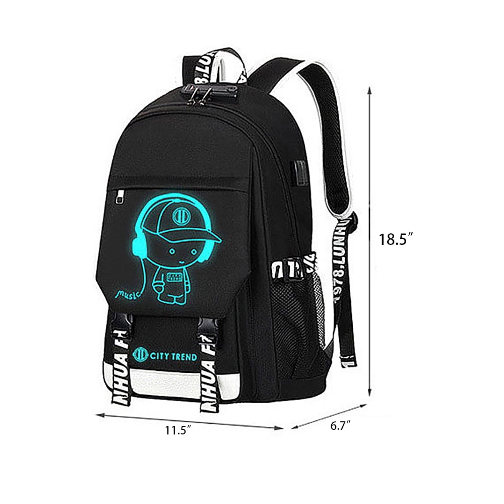 Foto 7 pulgar | Mochila Escolar Ficcug Luminous con Puerto USB para Portátil - Venta Internacional