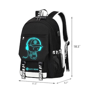 Foto 6 | Mochila Escolar Ficcug Luminous con Puerto USB para Portátil - Venta Internacional