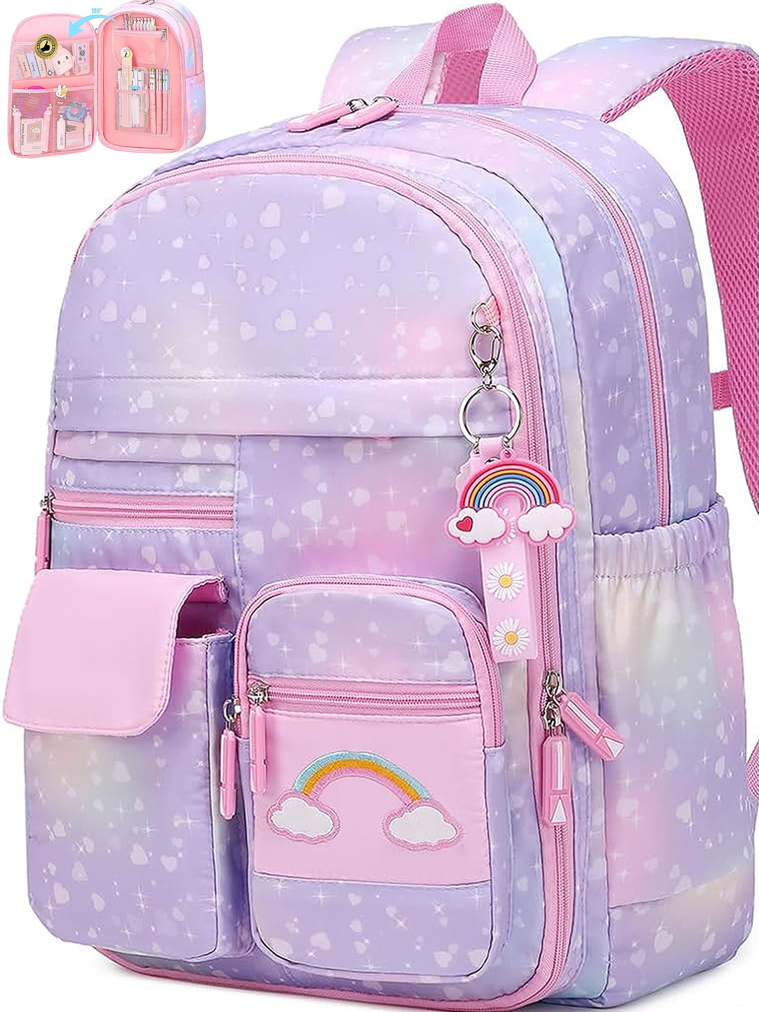 Foto 2 pulgar | Mochila Escolar para Niñas Ficcug Shoulder de Nailon Morada - Venta Internacional
