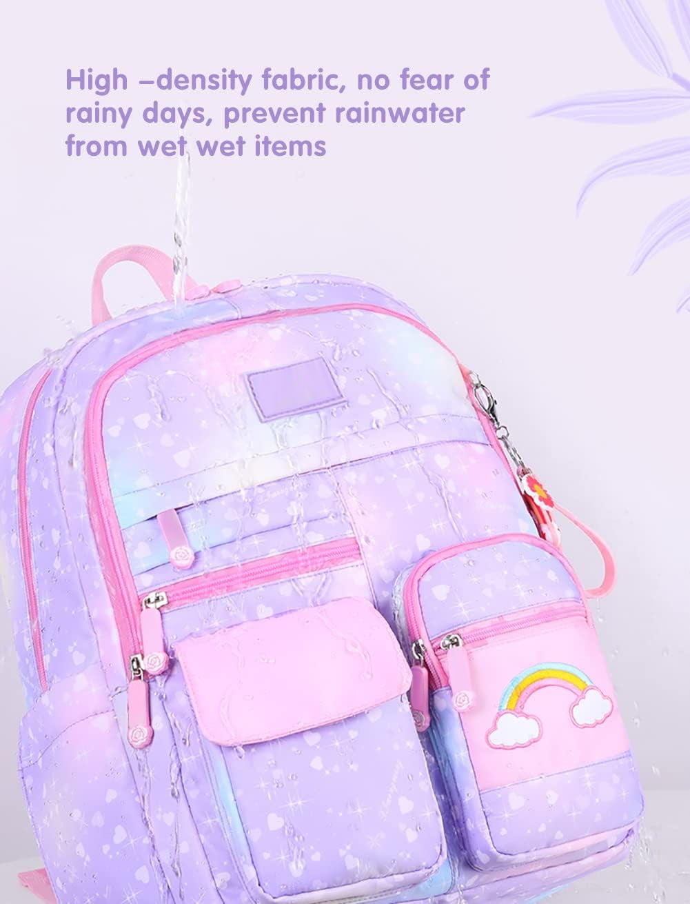 Foto 4 pulgar | Mochila Escolar para Niñas Ficcug Shoulder de Nailon Morada - Venta Internacional