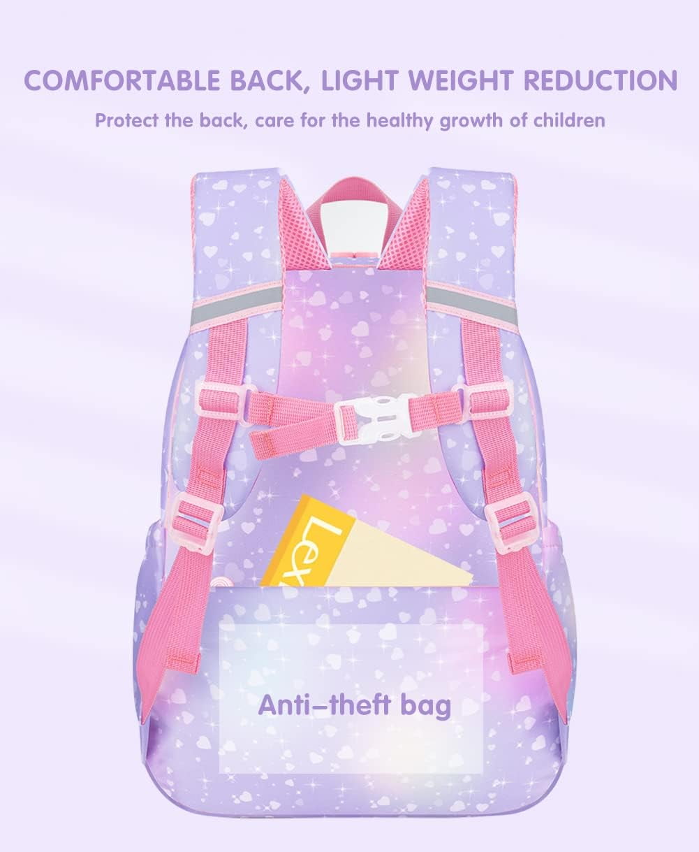 Foto 6 pulgar | Mochila Escolar para Niñas Ficcug Shoulder de Nailon Morada - Venta Internacional