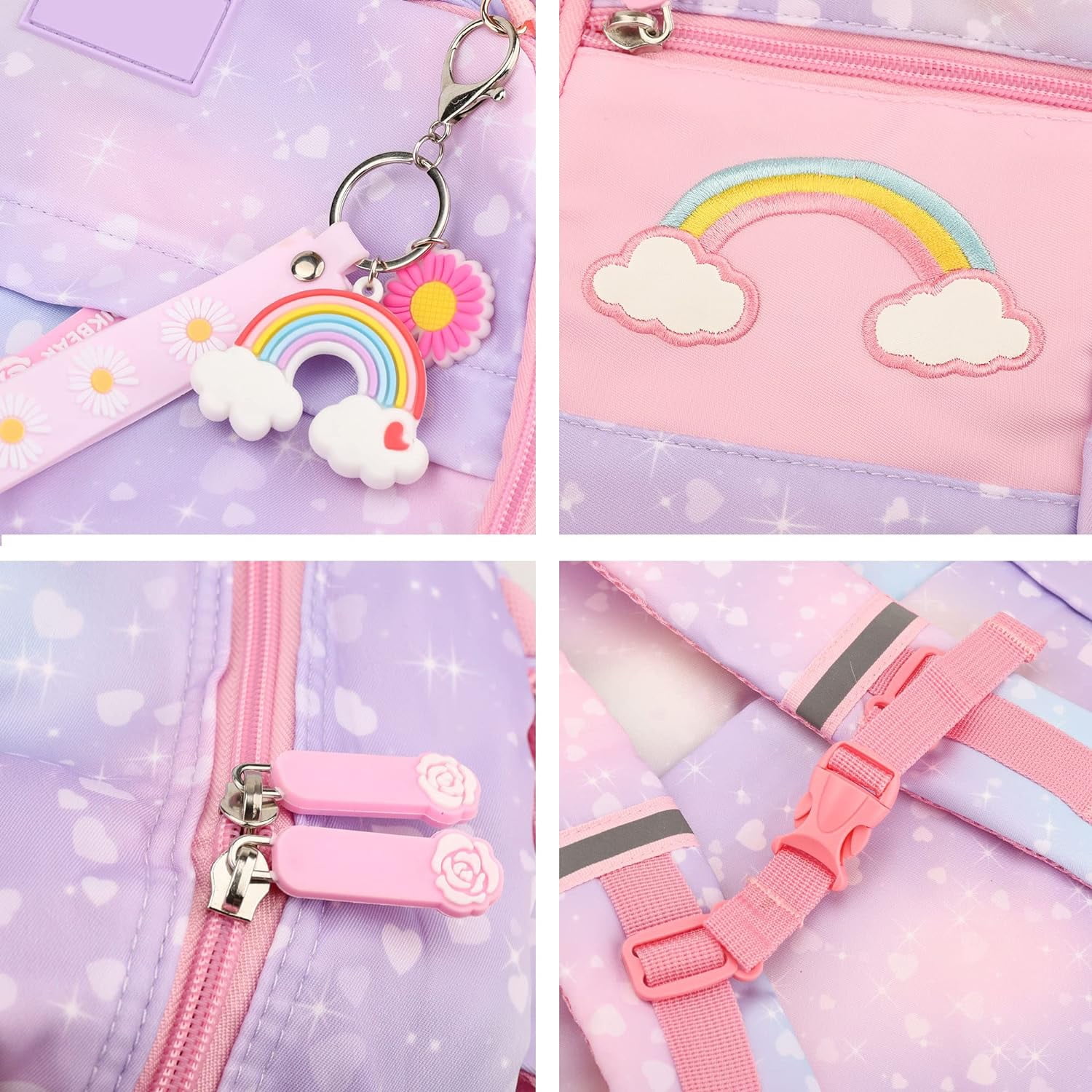 Foto 6 | Mochila Escolar para Niñas Ficcug Shoulder de Nailon Morada - Venta Internacional