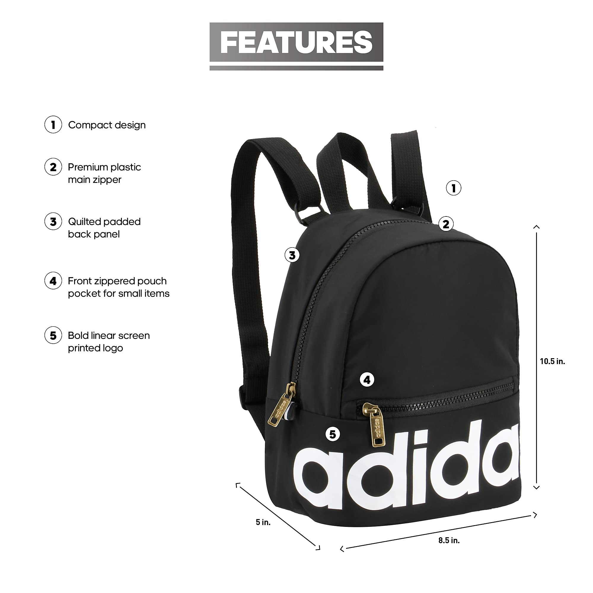 Foto 4 pulgar | Mochila Adidas Linear Mini Small Travel Bag Negro/blanco/dorado - Venta Internacional