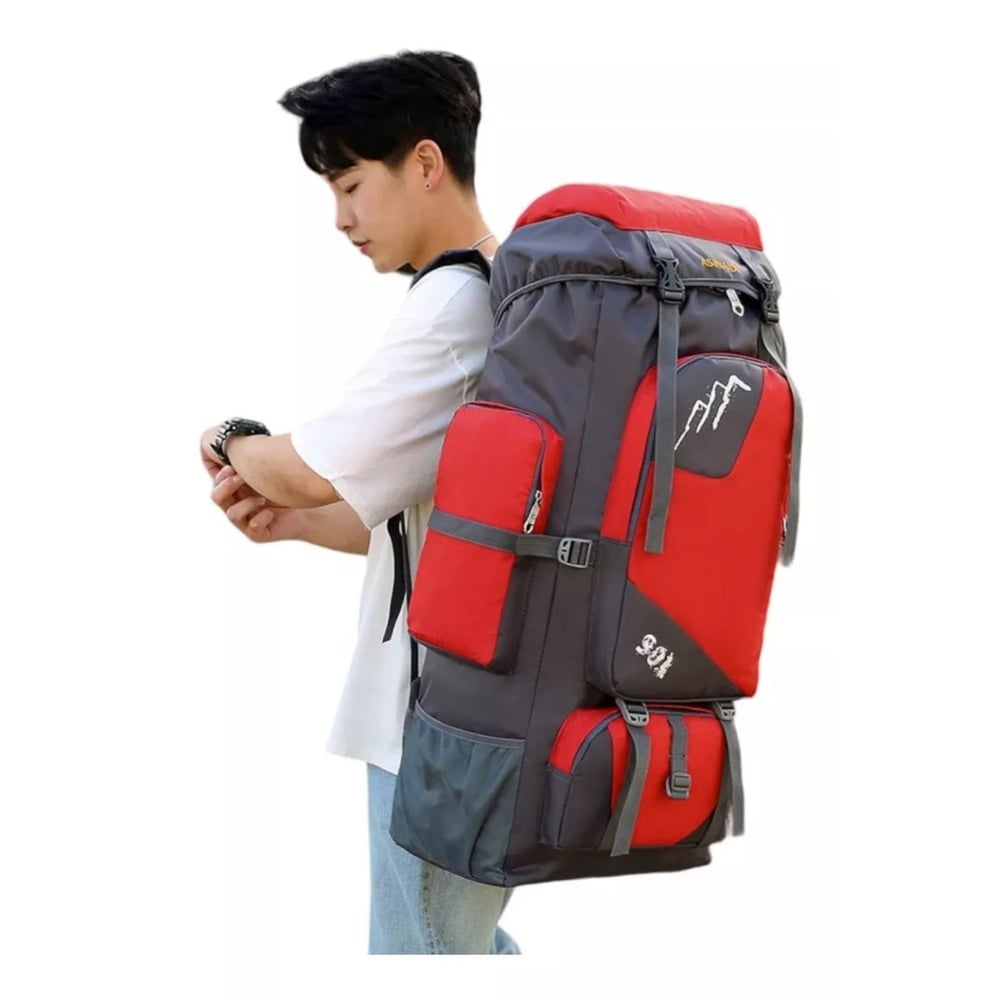 Foto 5 pulgar | Mochila de Acampada Impermeable de Poliéster Rojo - Venta Internacional