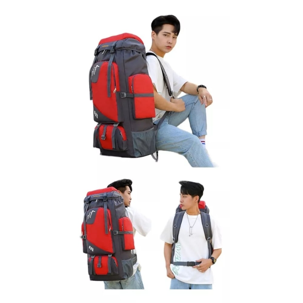 Foto 6 pulgar | Mochila de Acampada Impermeable de Poliéster Rojo - Venta Internacional