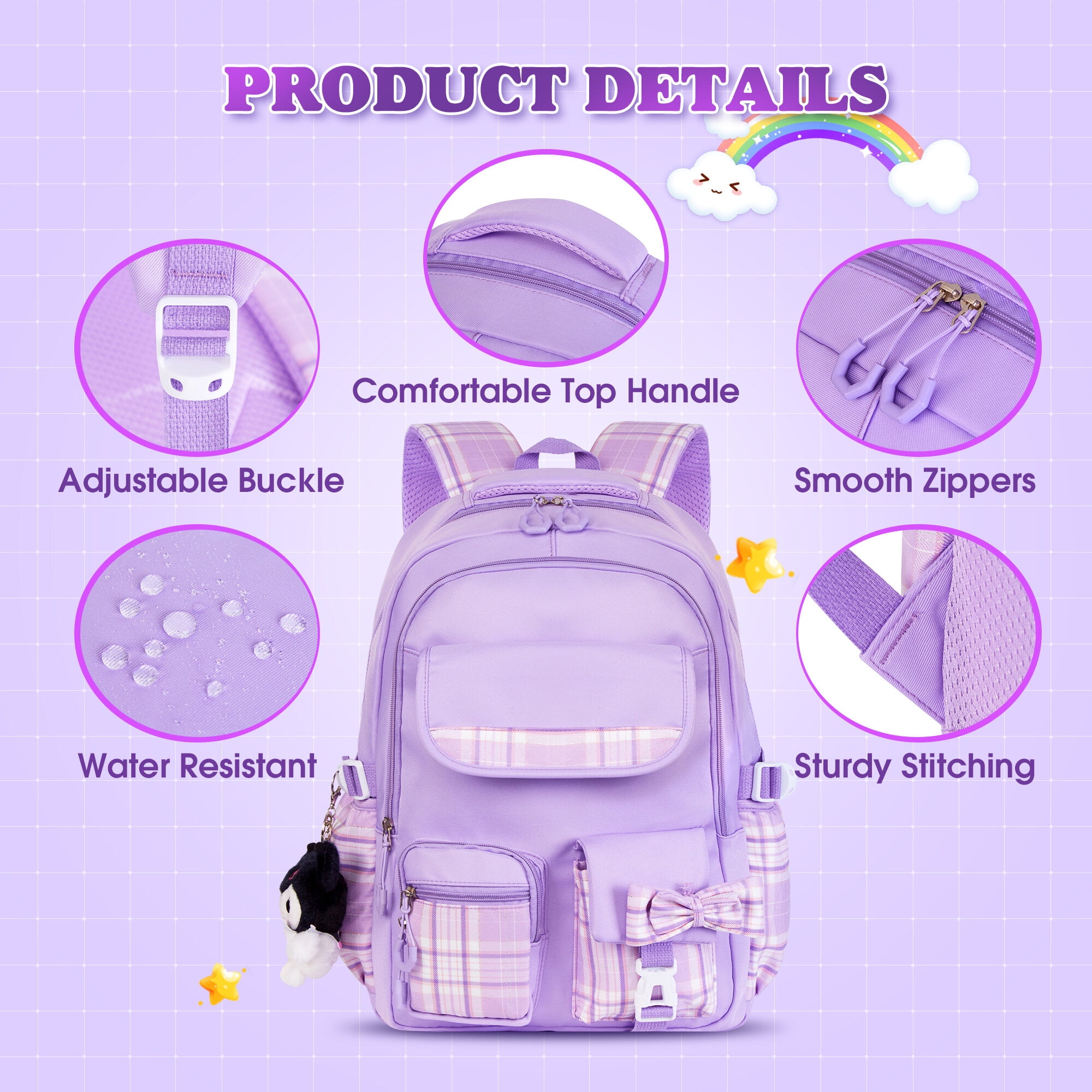 Foto 5 pulgar | Mochila Vbiger School Impermeable Para Niñas - Venta Internacional