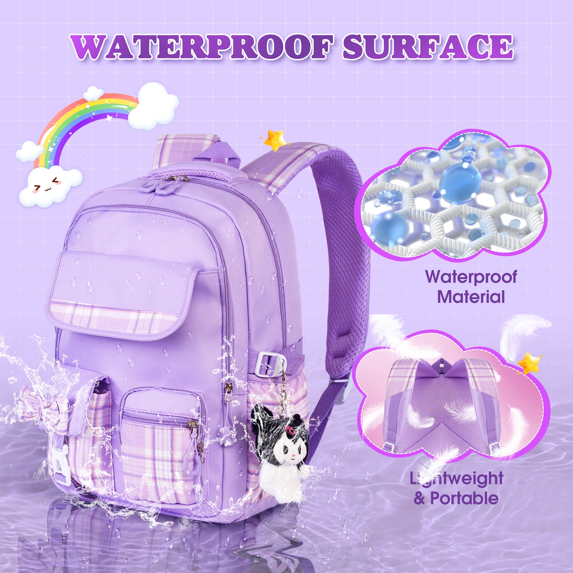 Foto 5 | Mochila Vbiger School Impermeable Para Niñas - Venta Internacional