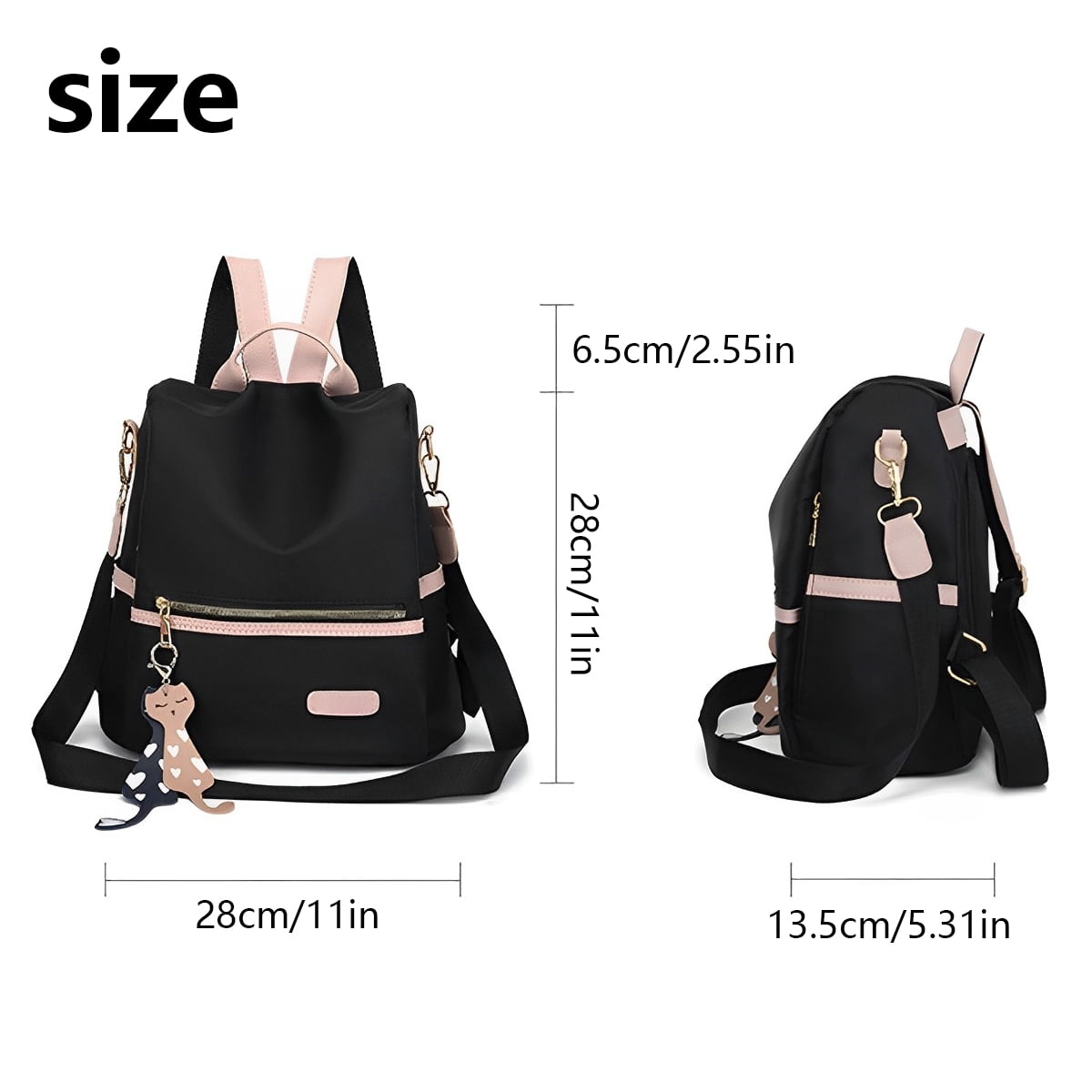 Foto 8 pulgar | Mochila Tcwhniev Casual de Nailon Negra para Mujer - Venta Internacional
