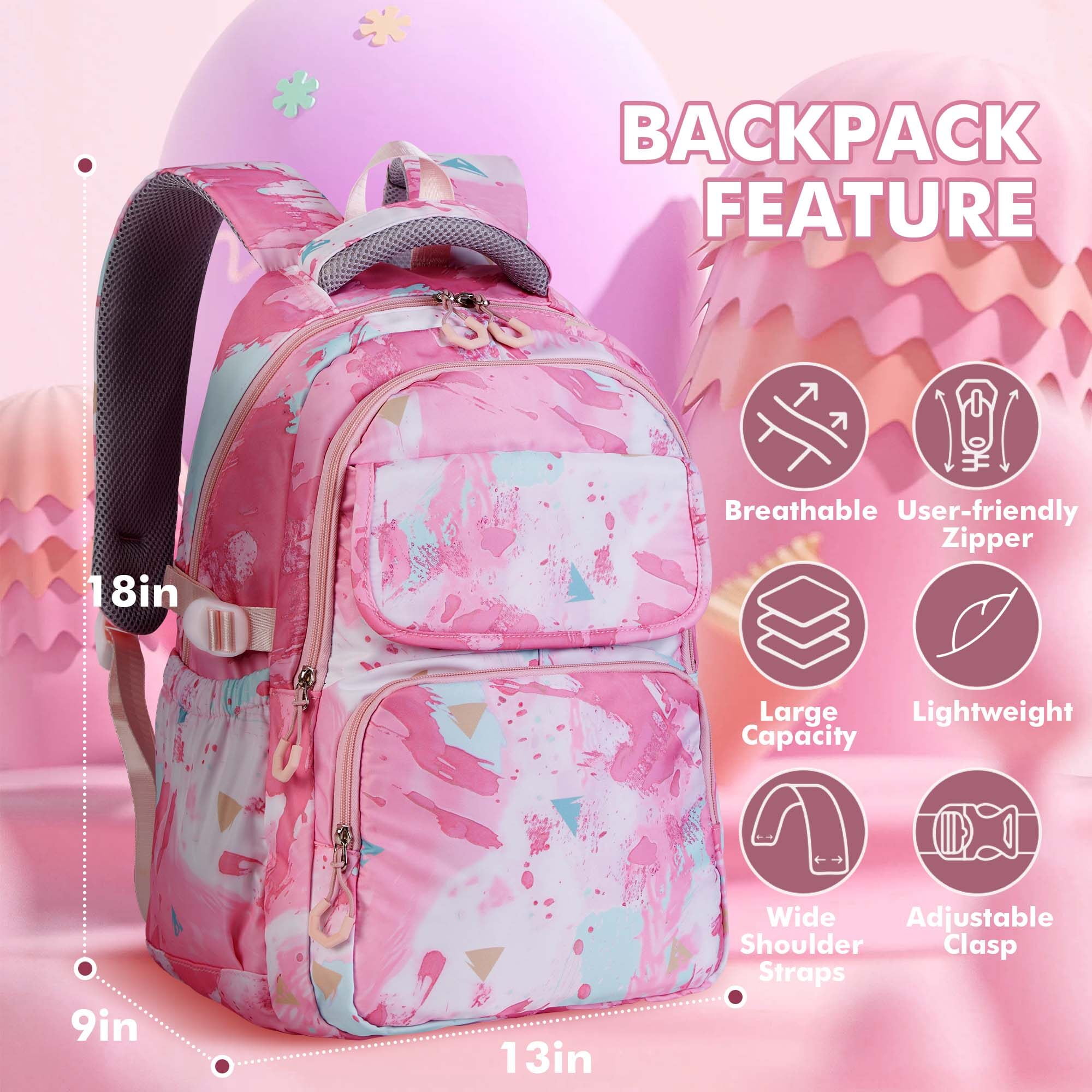 Foto 8 pulgar | Mochila Escolar Vbiger Impermeable para Niñas Con Bolsa De Almuerzo - Venta Internacional